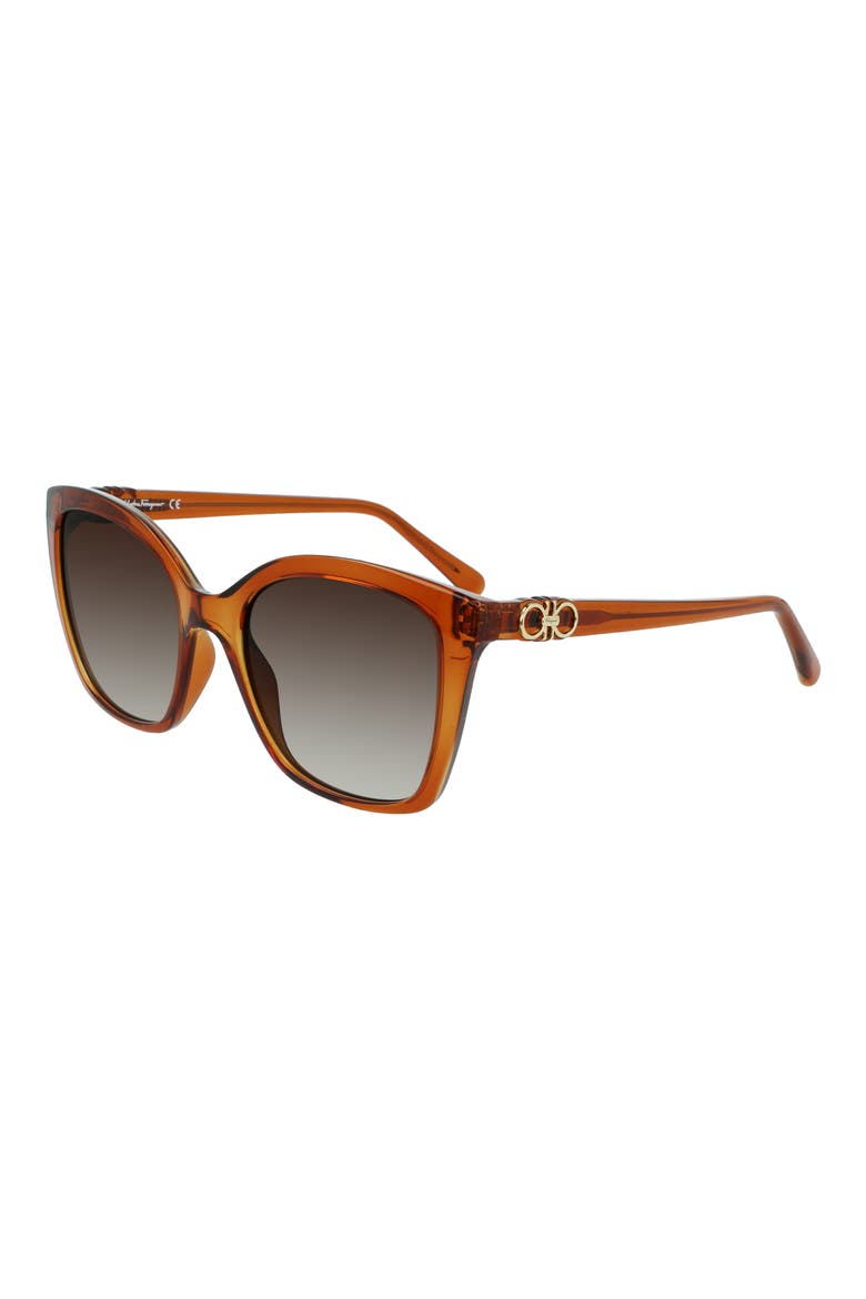 Gancini 54mm Rectangular Sunglasses, Alternate, color, CRYSTAL CARAMEL