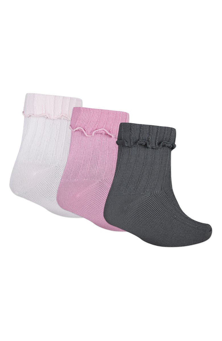 abercrombie kids Kids' Assorted 3-Pack Crew Socks, Alternate, color, Cradle Pink