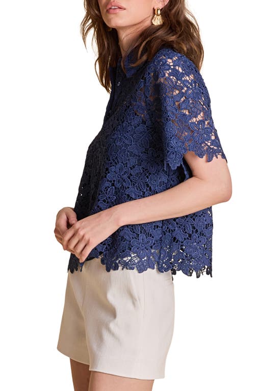 Endless Rose Lace Collar Shirt In Blue