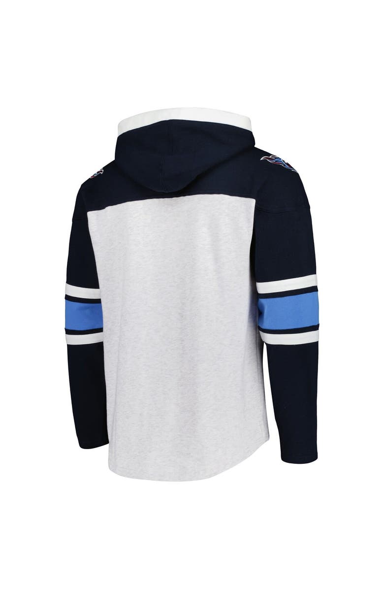 '47 Men's '47 Tennessee Titans Heather Gray Gridiron Lace-Up Pullover Hoodie, Alternate, color, Gray