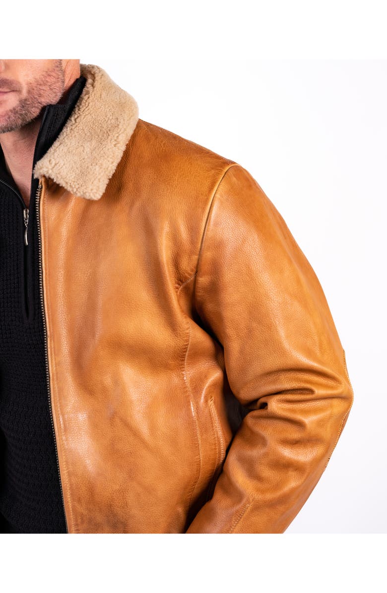 Comstock & Co. Captain Lambskin Leather Jacket, Alternate, color, 