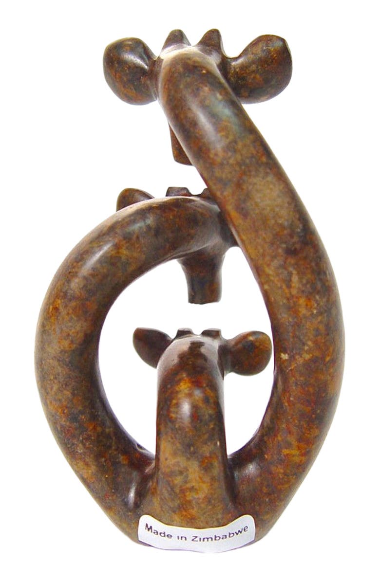 Mbare Stone Giraffe Family of Three - 5", Alternate, color, Brown