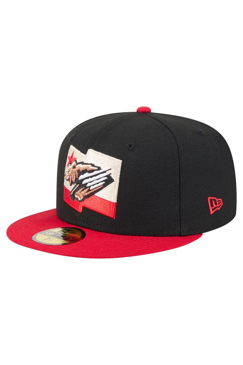 Men's New Era  Black/Red Fresno Grizzlies Authentic Collection 59FIFTY Fitted Hat, Alternate, color, Black