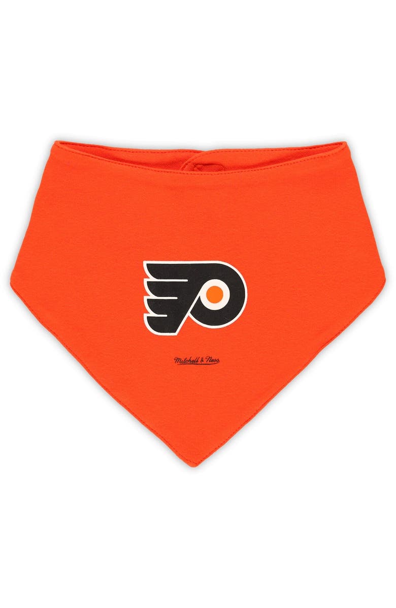 Mitchell & Ness Infant Mitchell & Ness Orange/Black Philadelphia Flyers Big Score 3-Pack Bodysuit, Bib and Bootie Set, Alternate, color, Orange