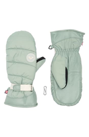 Roxy Chloe Kim Water Repellent Ski Mittens In Green