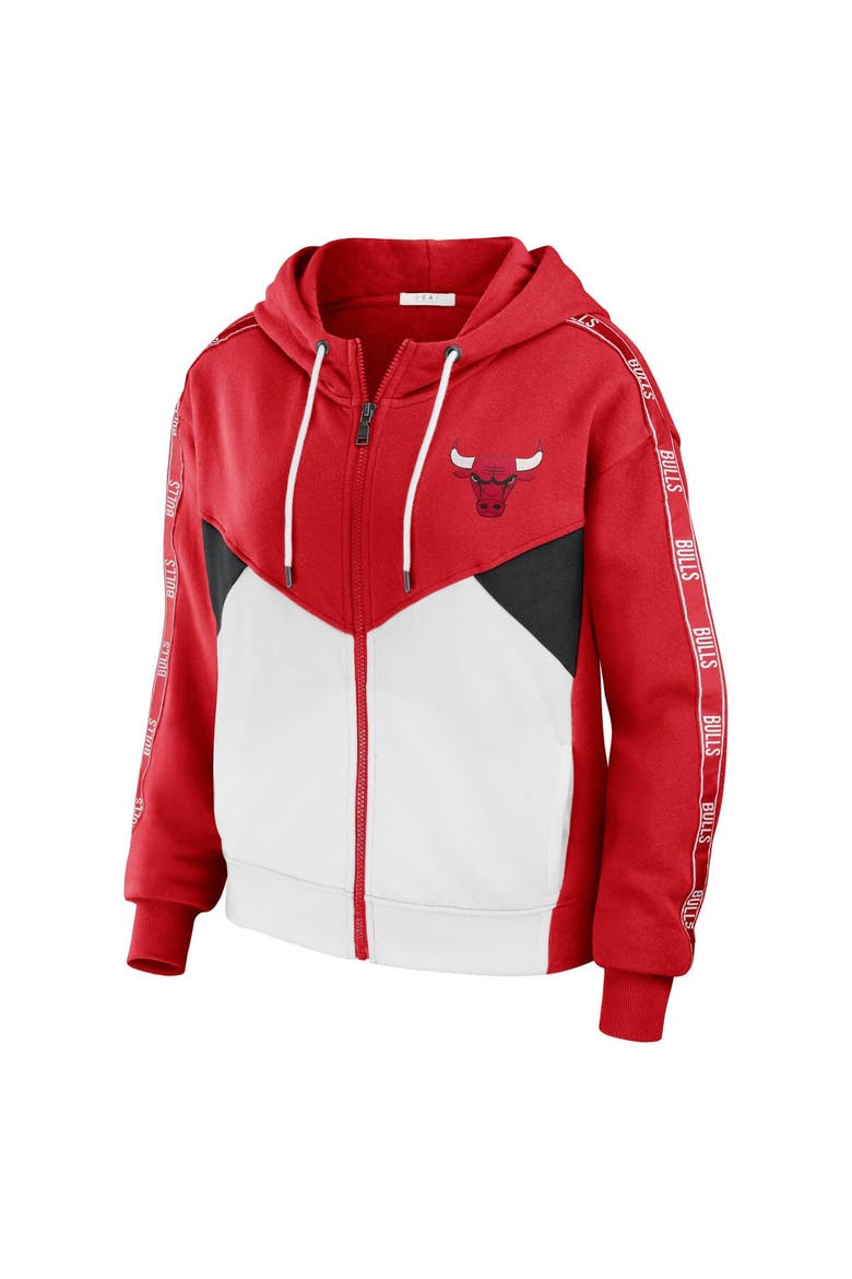 Women's WEAR by Erin Andrews  Red Chicago Bulls Color-Block Full-Zip Hoodie, Alternate, color, Red
