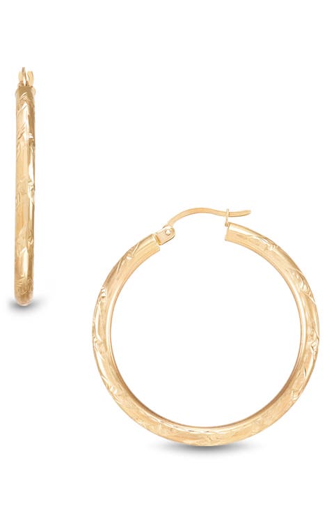 10K Gold Chevron Hoop Earrings
