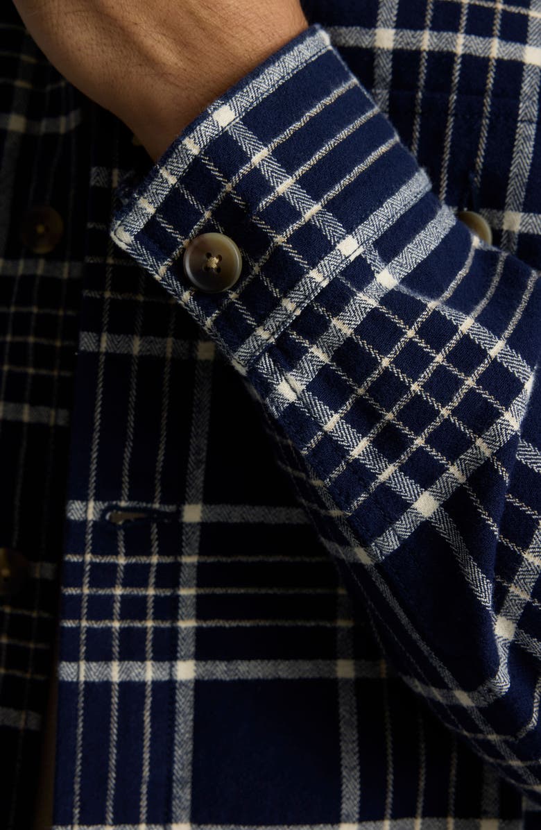 UNTUCKit Whitacker Regular Fit Plaid Cotton Button-Up Overshirt, Alternate, color, Navy White