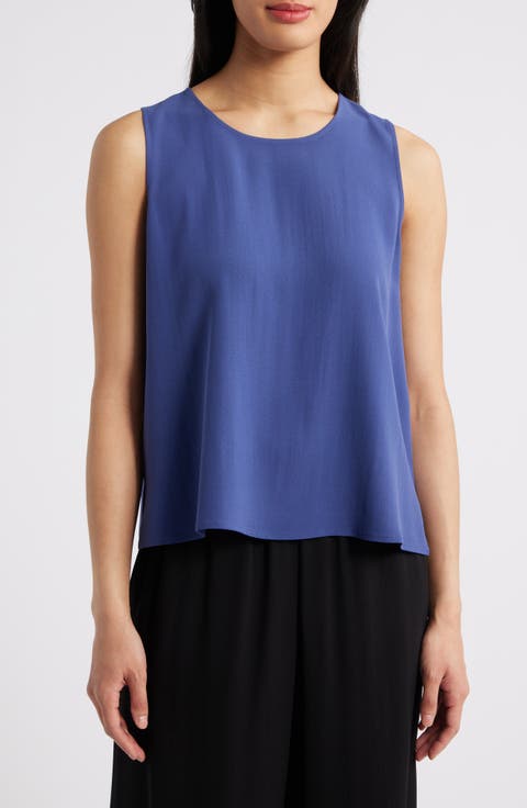 Textured Sleeveless Silk Shell