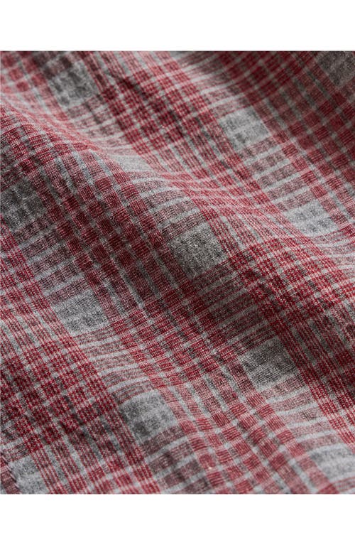 Billy Reid Donels Plaid Short Sleeve Cotton Seersucker Button-up Shirt In Rosewood
