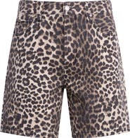Hudson Jeans Clint Cheetah Print Denim Shorts