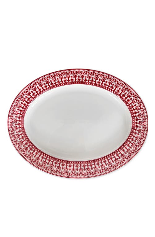 Caskata Casablanca Crimson Rimmed Oval Platter In Red