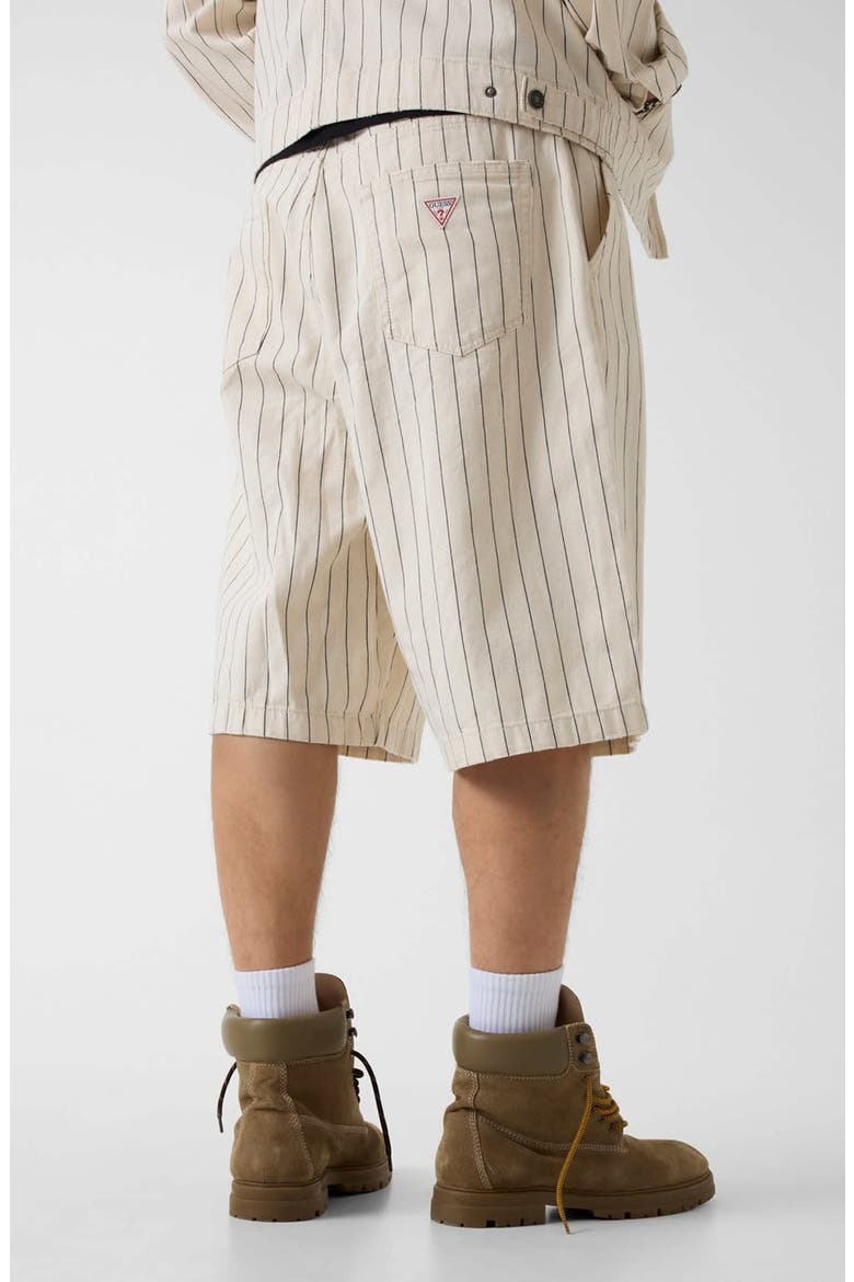Pleated Stripe Baggy Shorts, Alternate, color, NATURAL