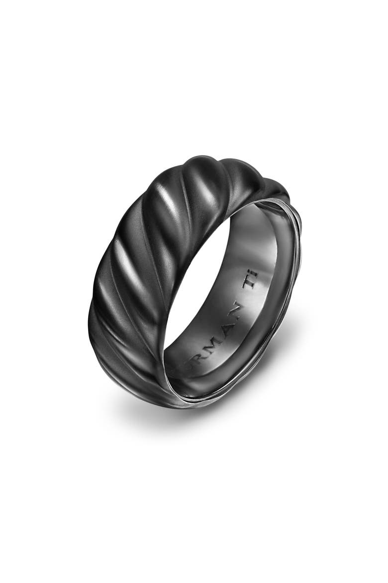 Men's Sculpted Cable Band Ring in Black Titanium, 9mm, Alternate, color, BLACK TITANIUM