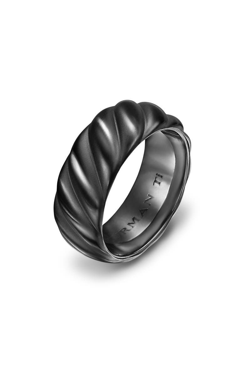 David Yurman Men's Sculpted Cable Band Ring in Black Titanium, 9mm, Alternate, color, Black Titanium