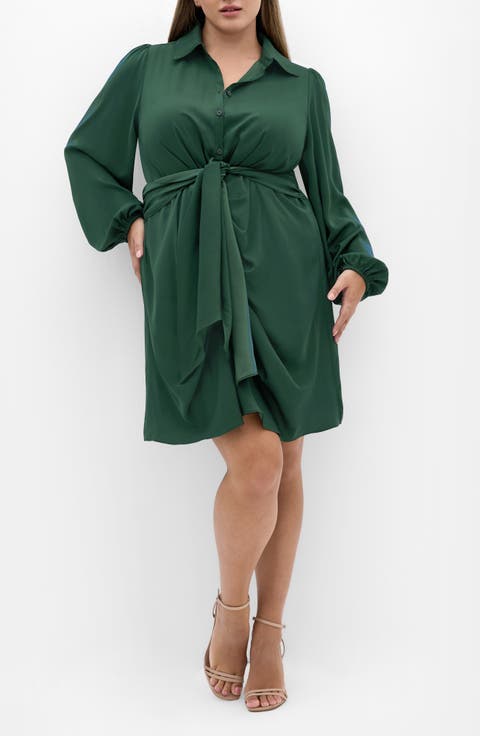 Lianna Long Sleeve Belted Shirtdress