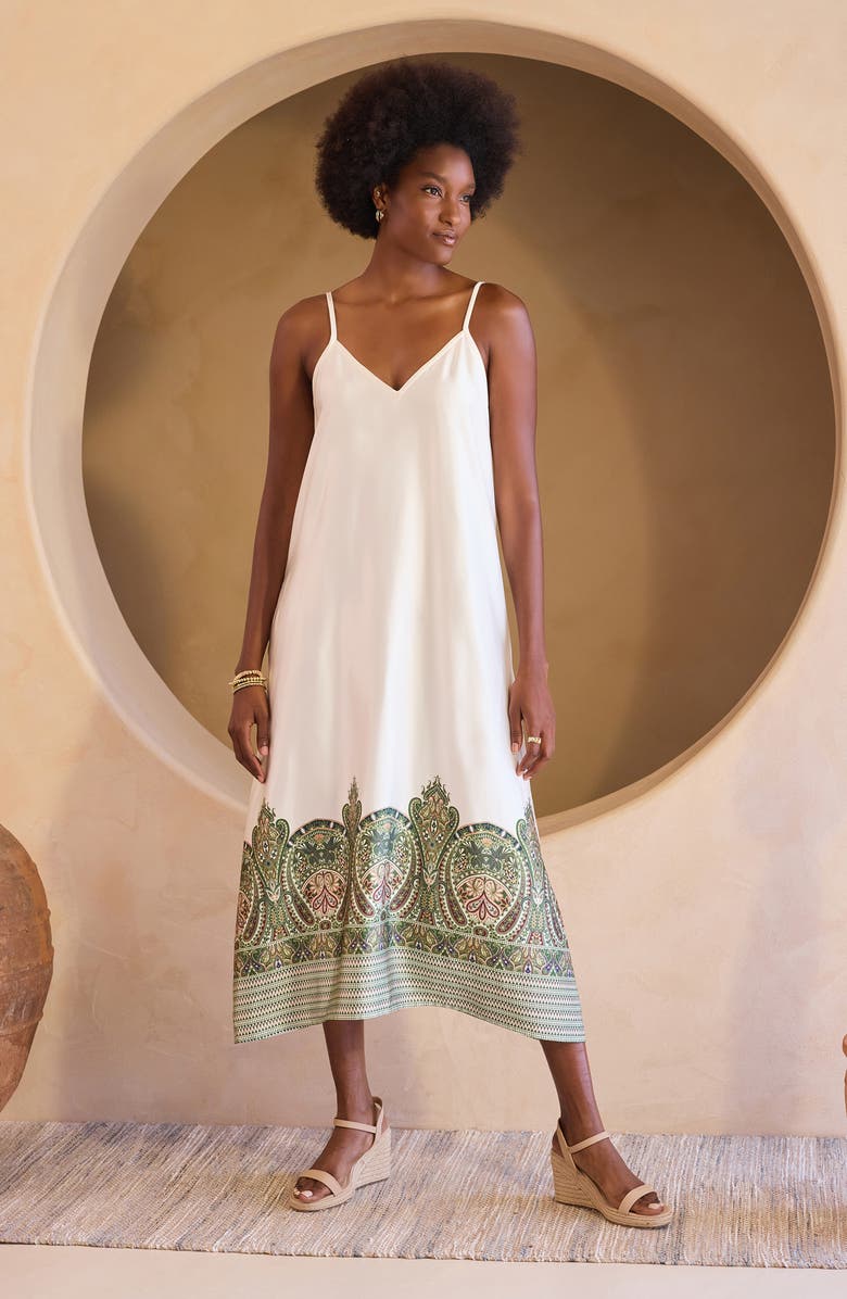 Liverpool Los Angeles Border Print Maxi Slipdress, Alternate, color,