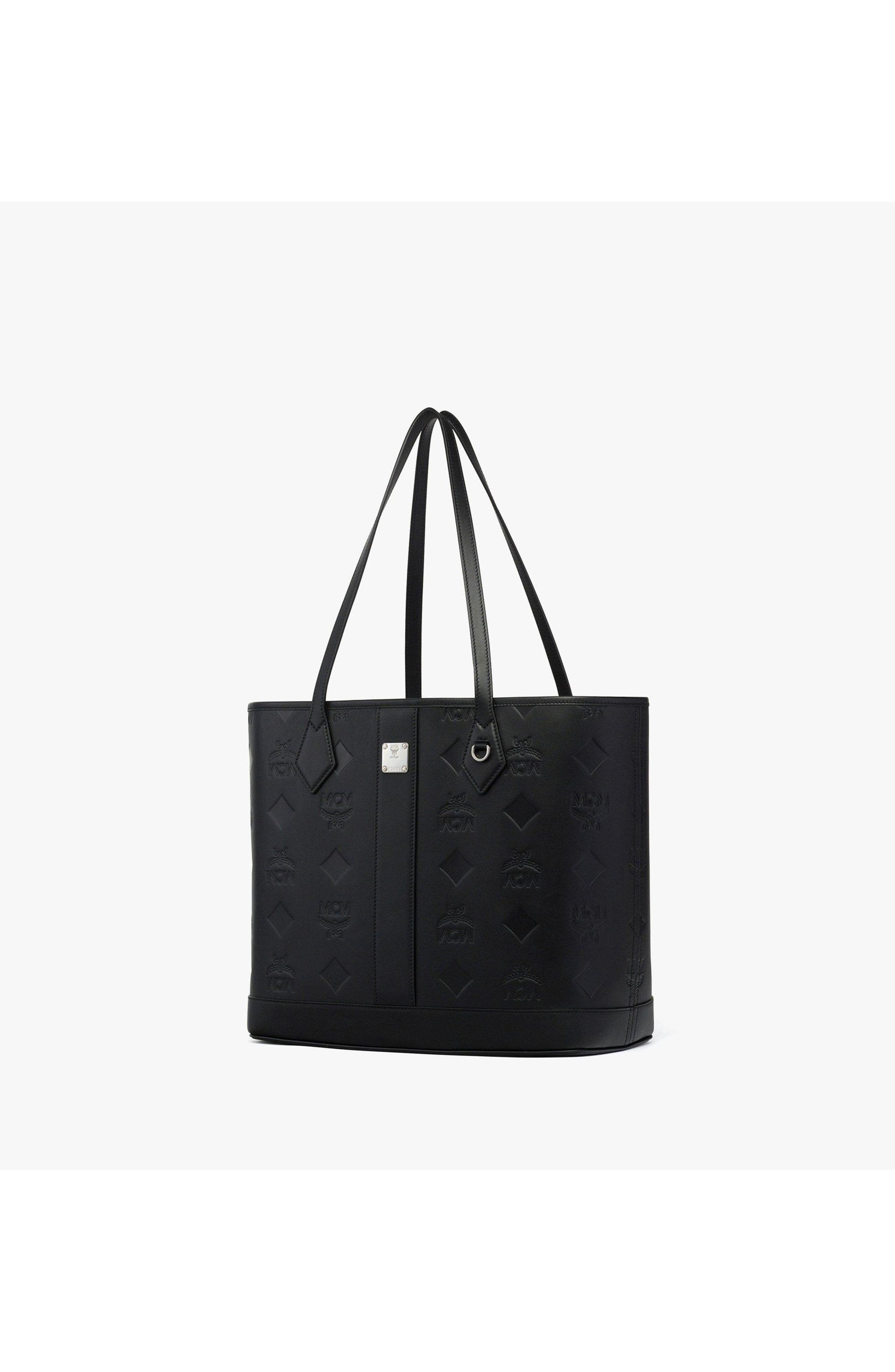 Medium New Liz Shopper in Embossed Monogram Leather, Alternate, color, Black