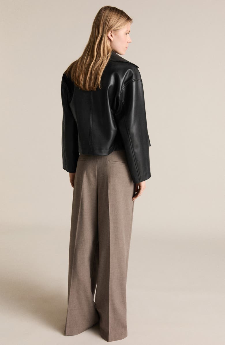 MANGO Double Breasted Faux Leather Jacket, Alternate, color, 