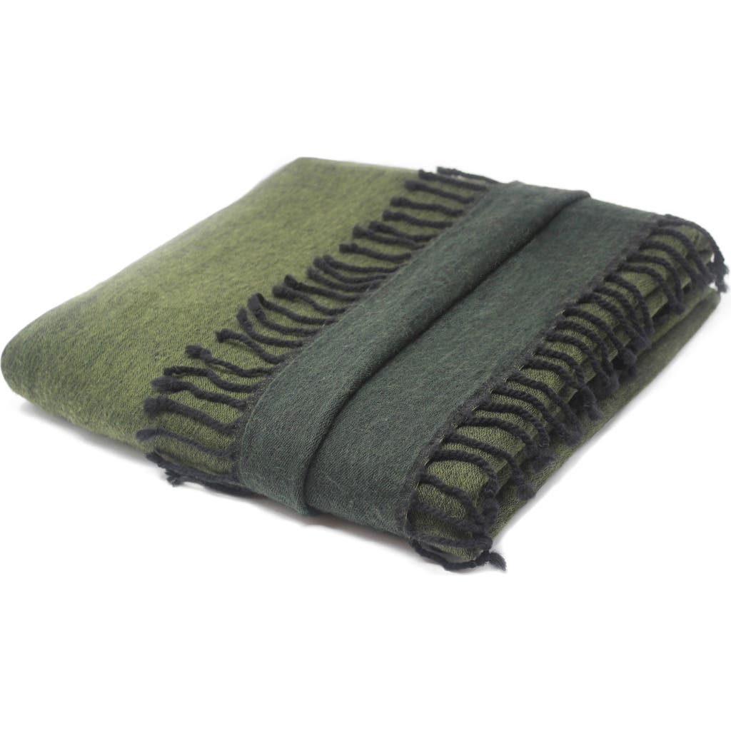 Shop Melange Home Merino Wool Reversible Throw Blanket In Dark Green And Green