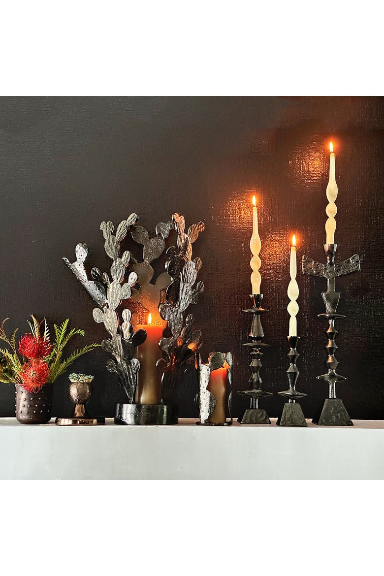 San Miguel Nopales Candleholder Sculpture, Alternate, color, Grey