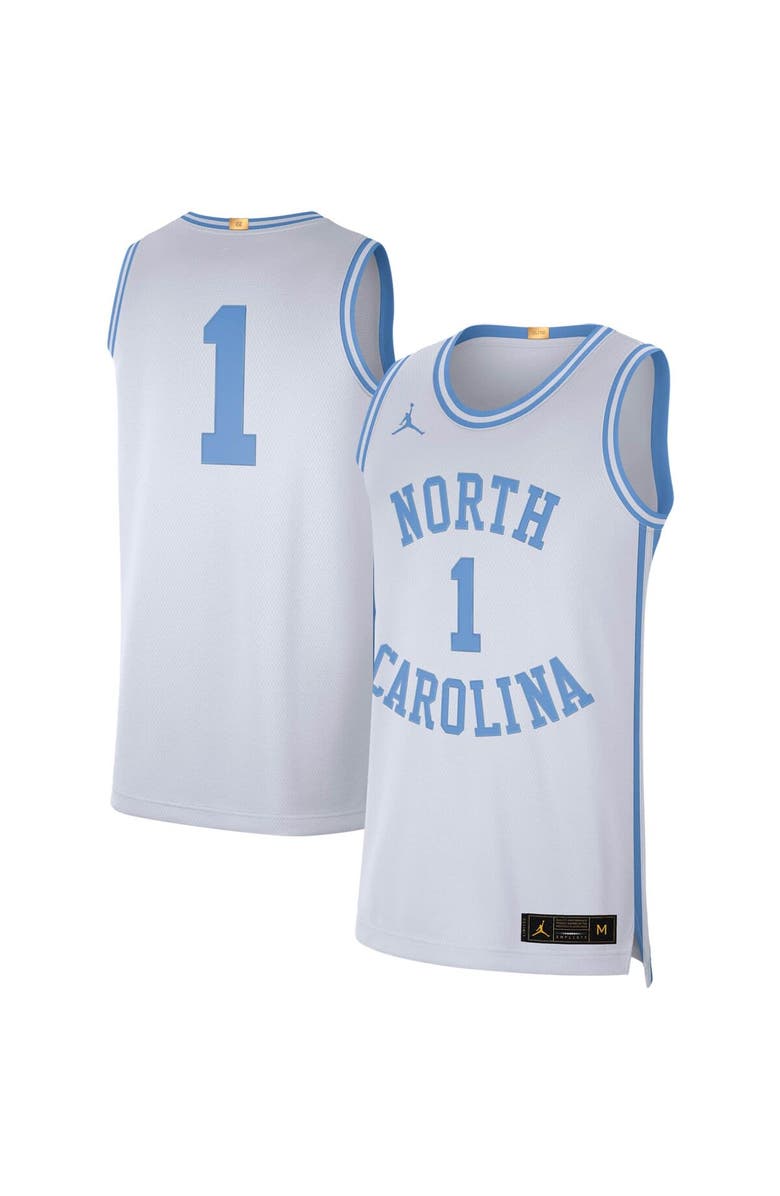 Jordan Brand Men's Jordan Brand #1 White North Carolina Tar Heels Retro Limited Jersey, Alternate, color,