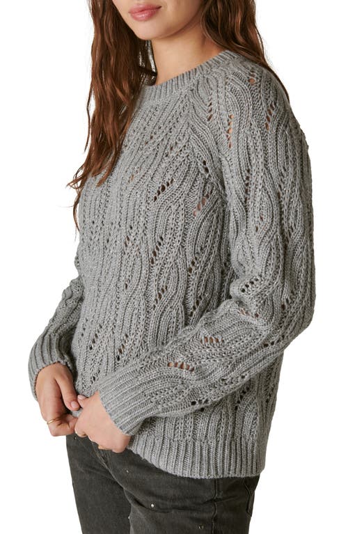 Lucky Brand Metallic Thread Cable Sweater In Gray