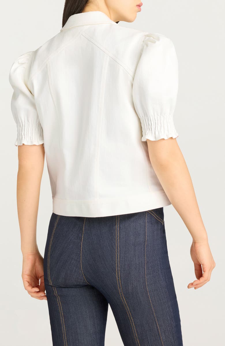 Cinq à Sept Roselyn Puff Sleeve Stretch Denim Jacket, Alternate, color, White