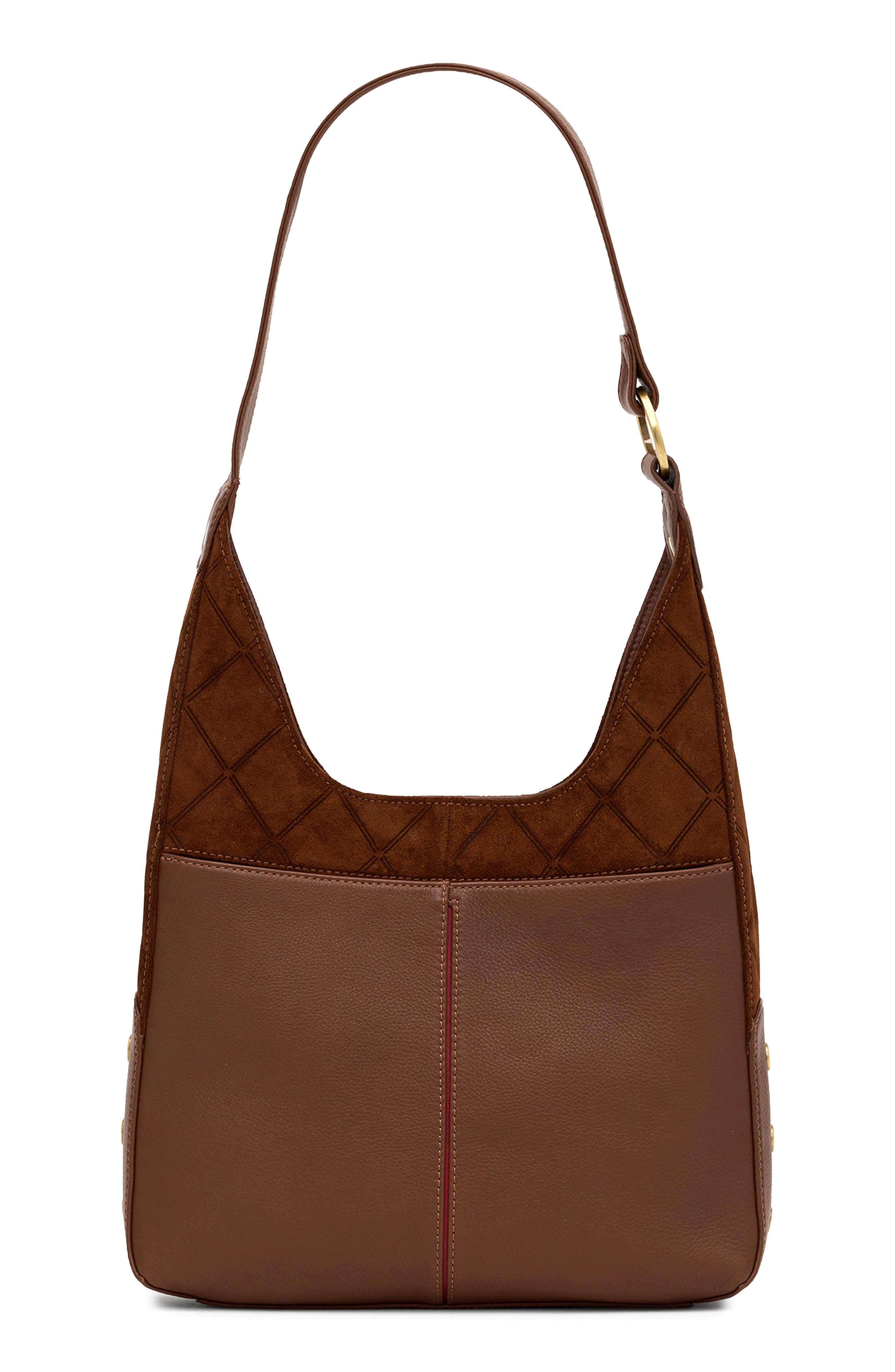 HAMMITT Medium Tim Leather Shoulder Bag, Alternate, color, Chocolate Diamond Suede/Gold
