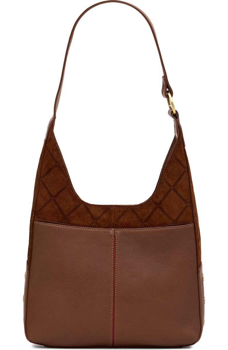 HAMMITT Medium Tim Leather Shoulder Bag, Alternate, color, Chocolate Diamond Suede/Gold