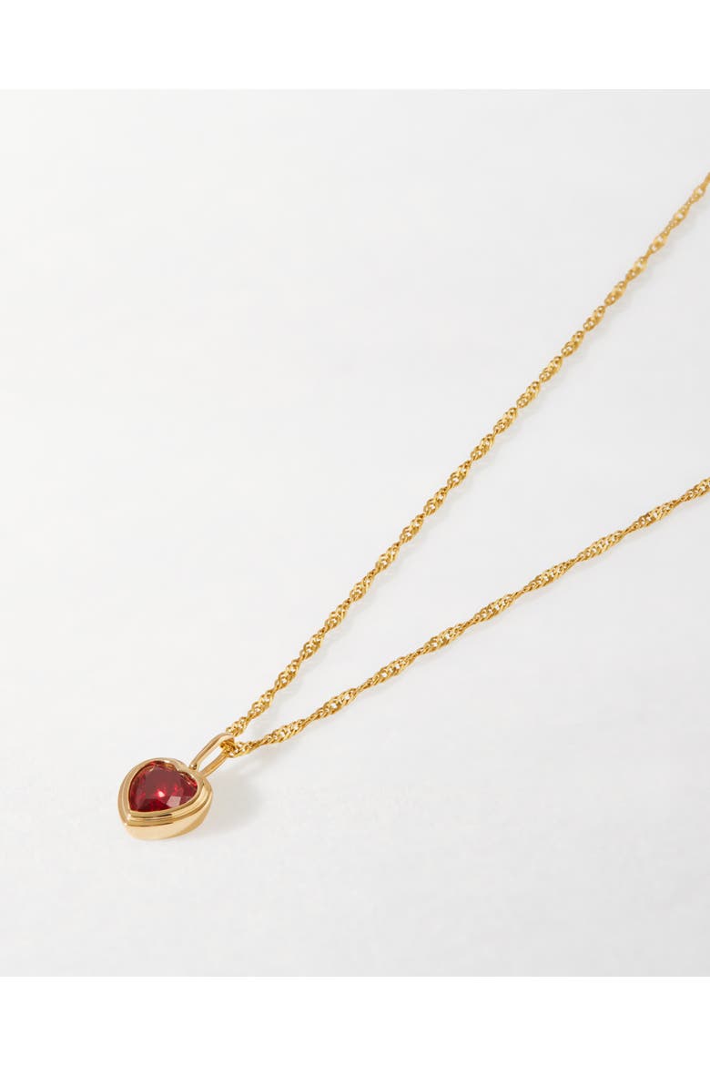 Solid Gold Heart Ruby Necklace, Alternate, color, Metallic Gold
