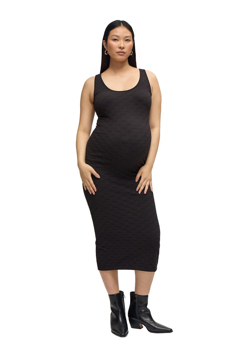 Ingrid & Isabel Maternity Sleeveless Seamless Midi Dress, Main, color, Black