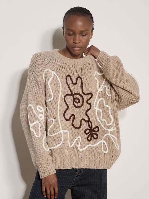 Abstract Cornelli Flower Chunky Jumper