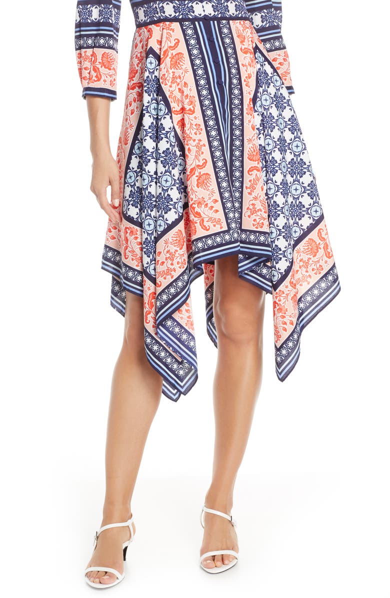 Eliza J Bandana Print Handkerchief Hem Dress, Alternate, color, 