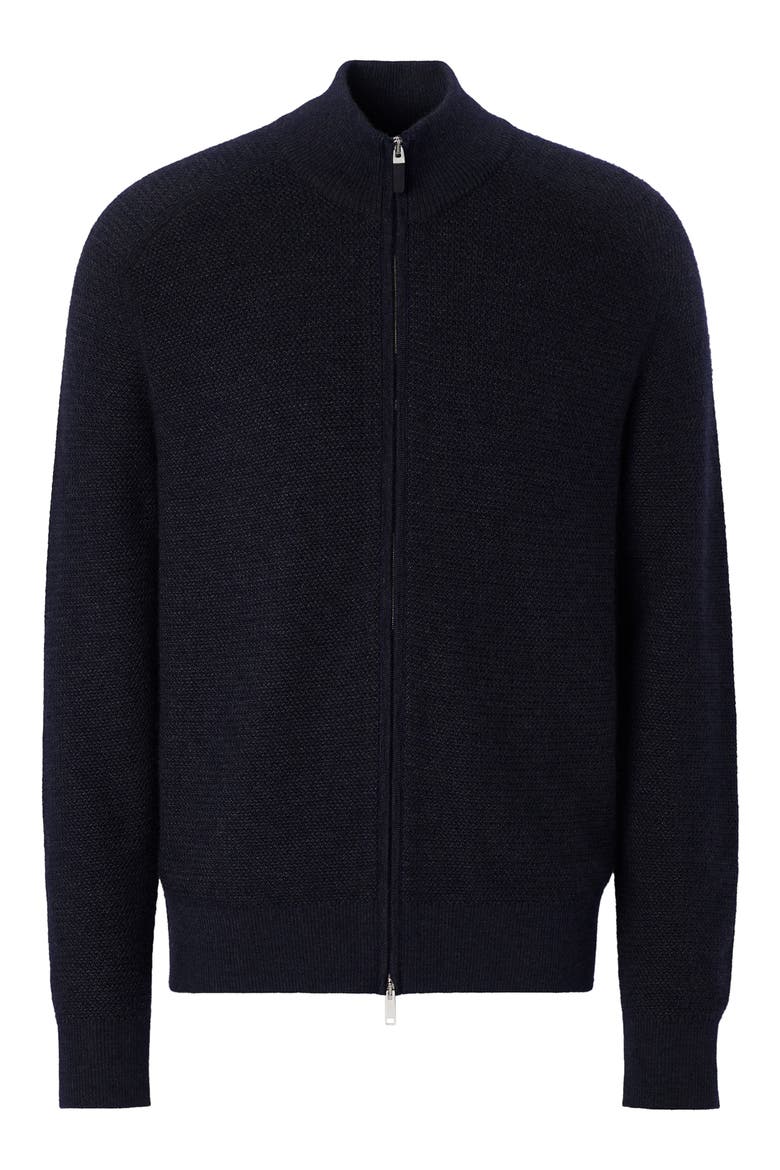 Cashseta Regular Fit Cashmere & Silk Zip Cardigan, Alternate, color, NAVY BLUE