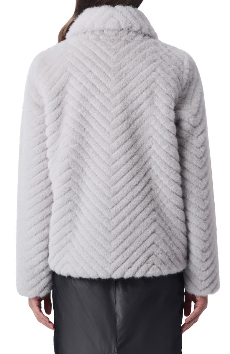 Bernardo Chevron Quilted Faux Fur Jacket, Alternate, color, Ash