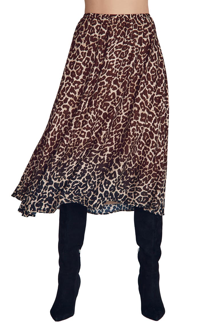 Gathered Midi Skirt, Main, color, OMBRE LEOPARD PRINT