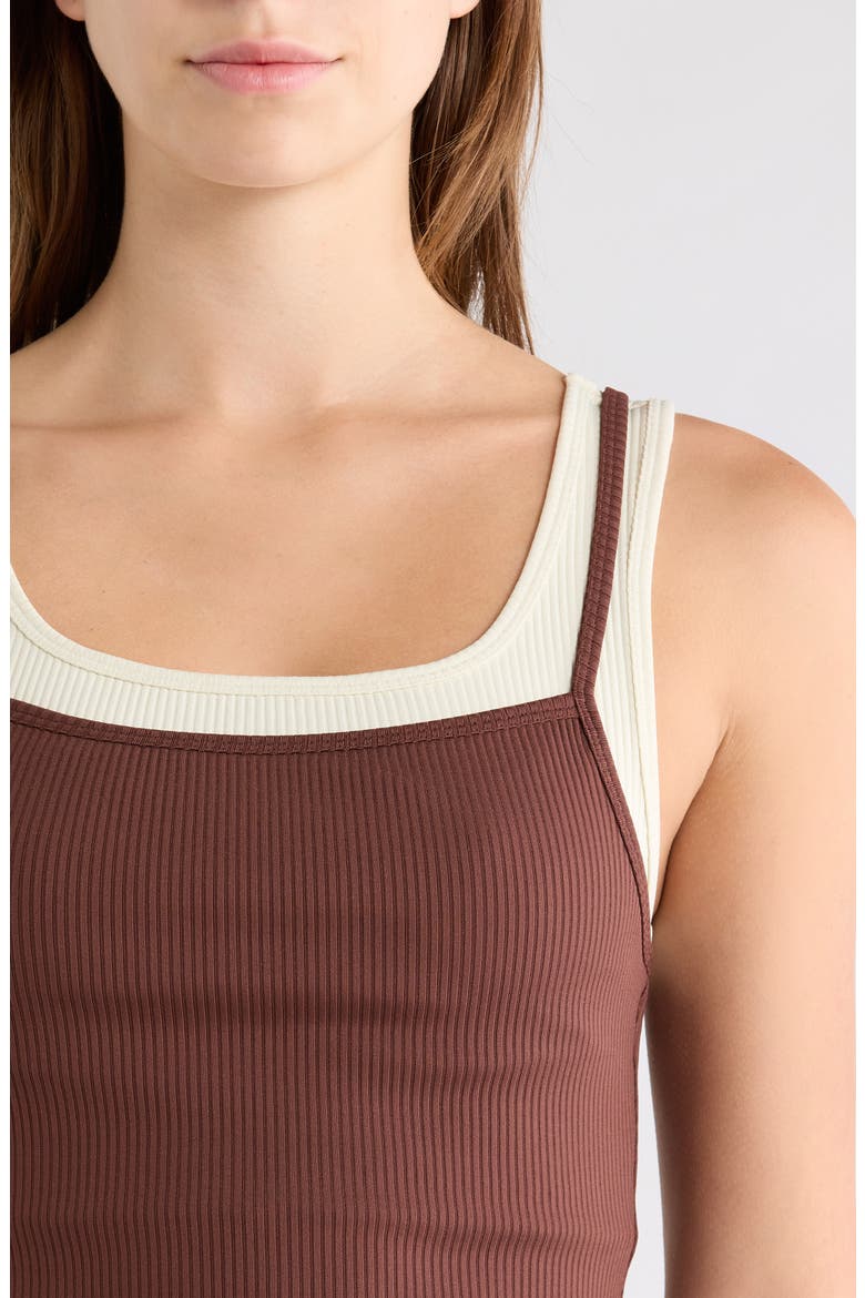 Ribbed Layered Tank, Alternate, color, CHOCOLATE/ SHELL