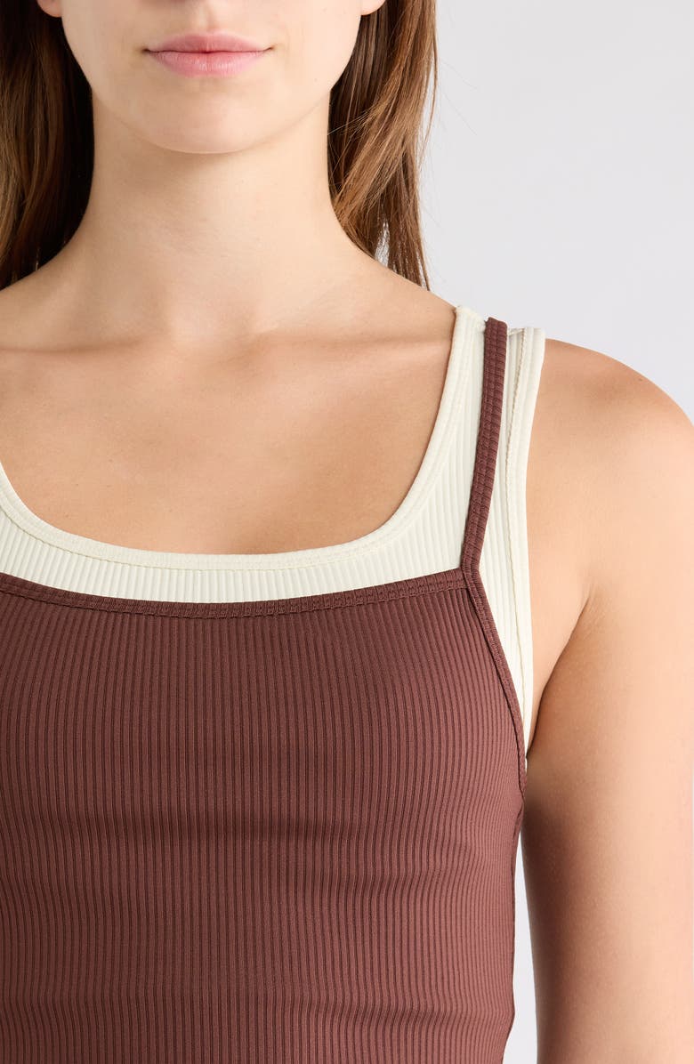 Year of Ours Ribbed Layered Tank, Alternate, color, Chocolate/ Shell