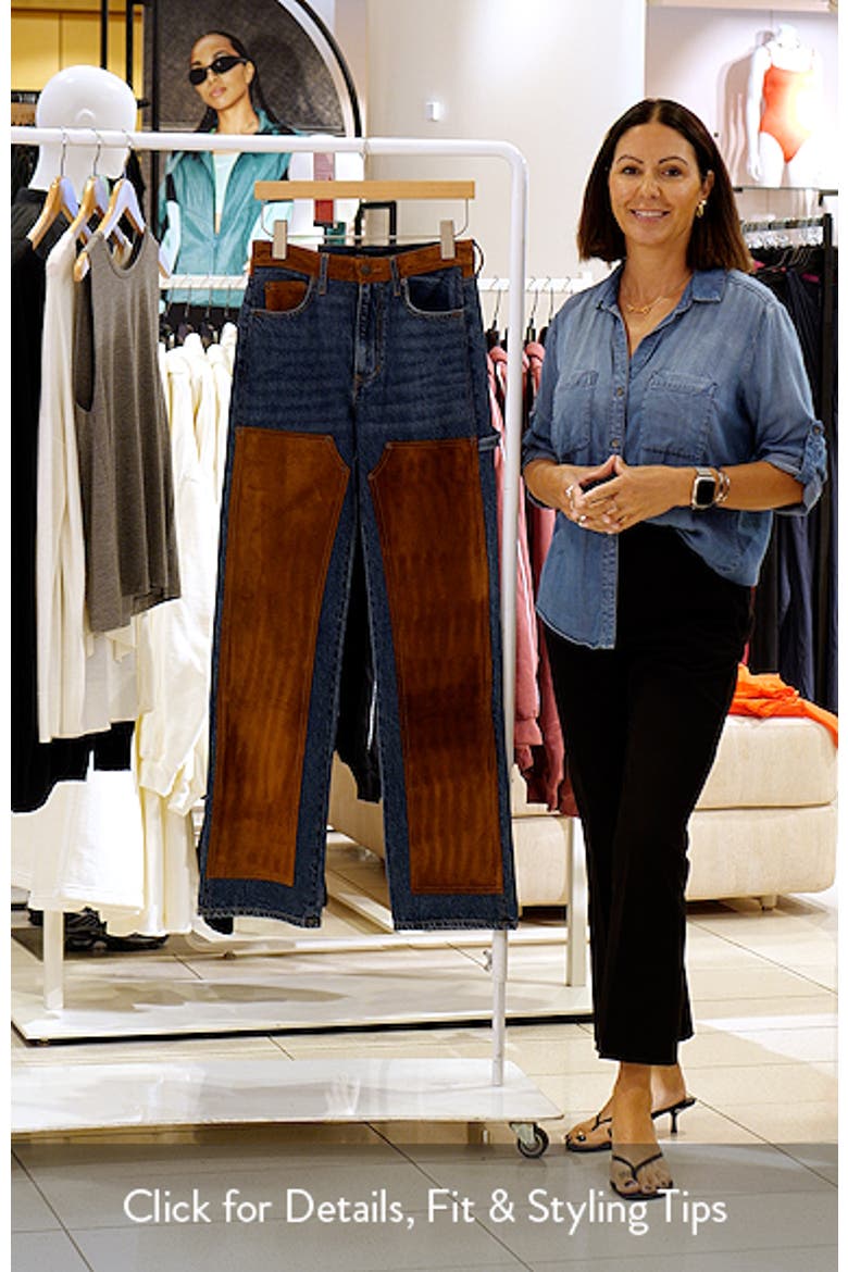 Dylan High Waist Suede Trim Straight Leg Jeans video