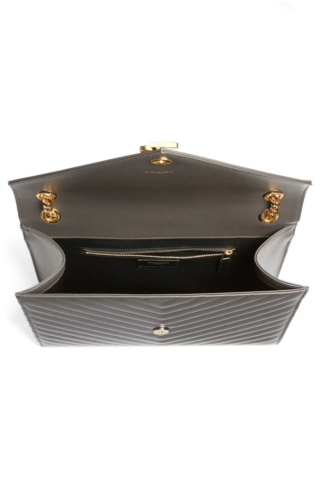 'Large Monogram' Grained Leather Shoulder Bag, Alternate, color, COAL