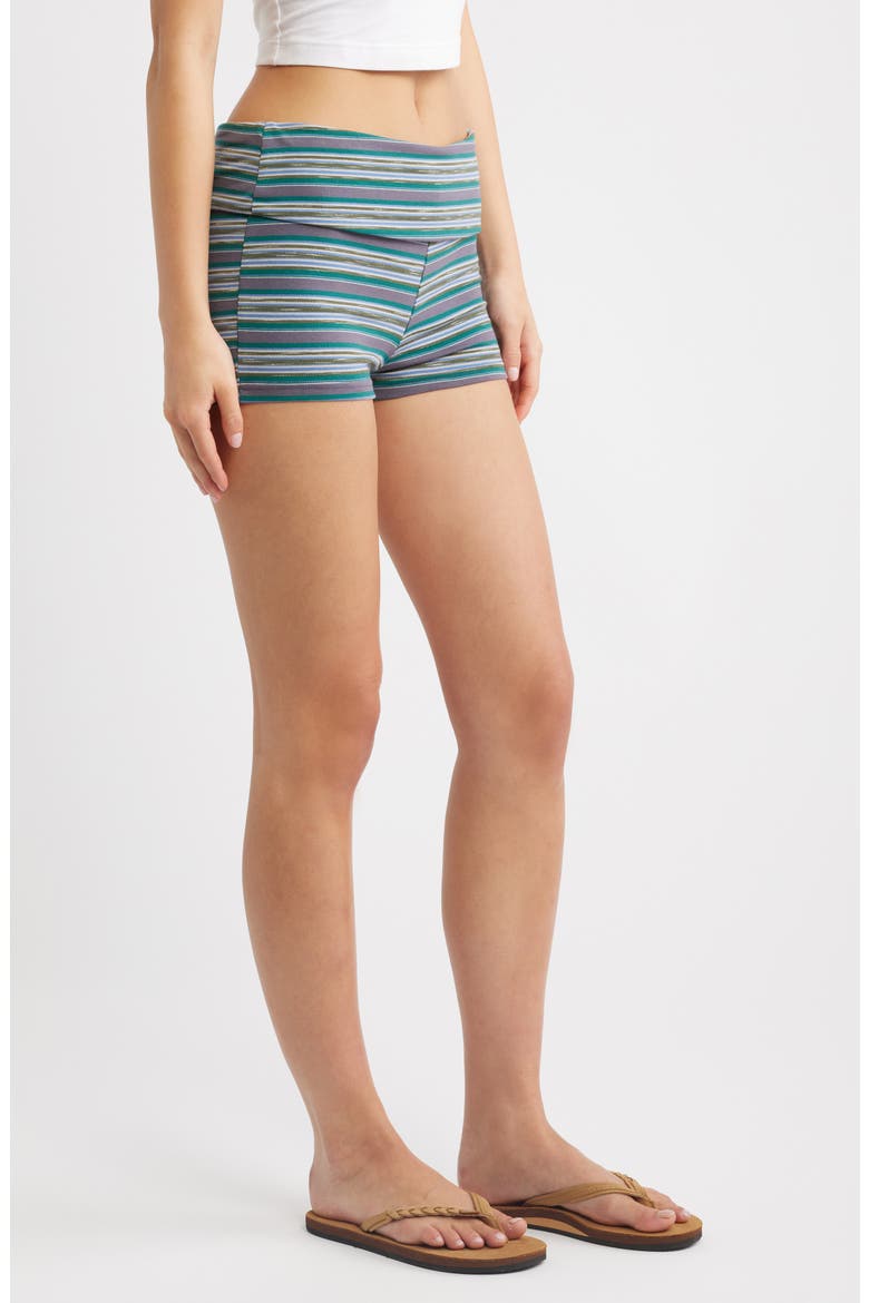 Kelsey Foldover MIni Shorts, Alternate, color, STRIPE MULTI