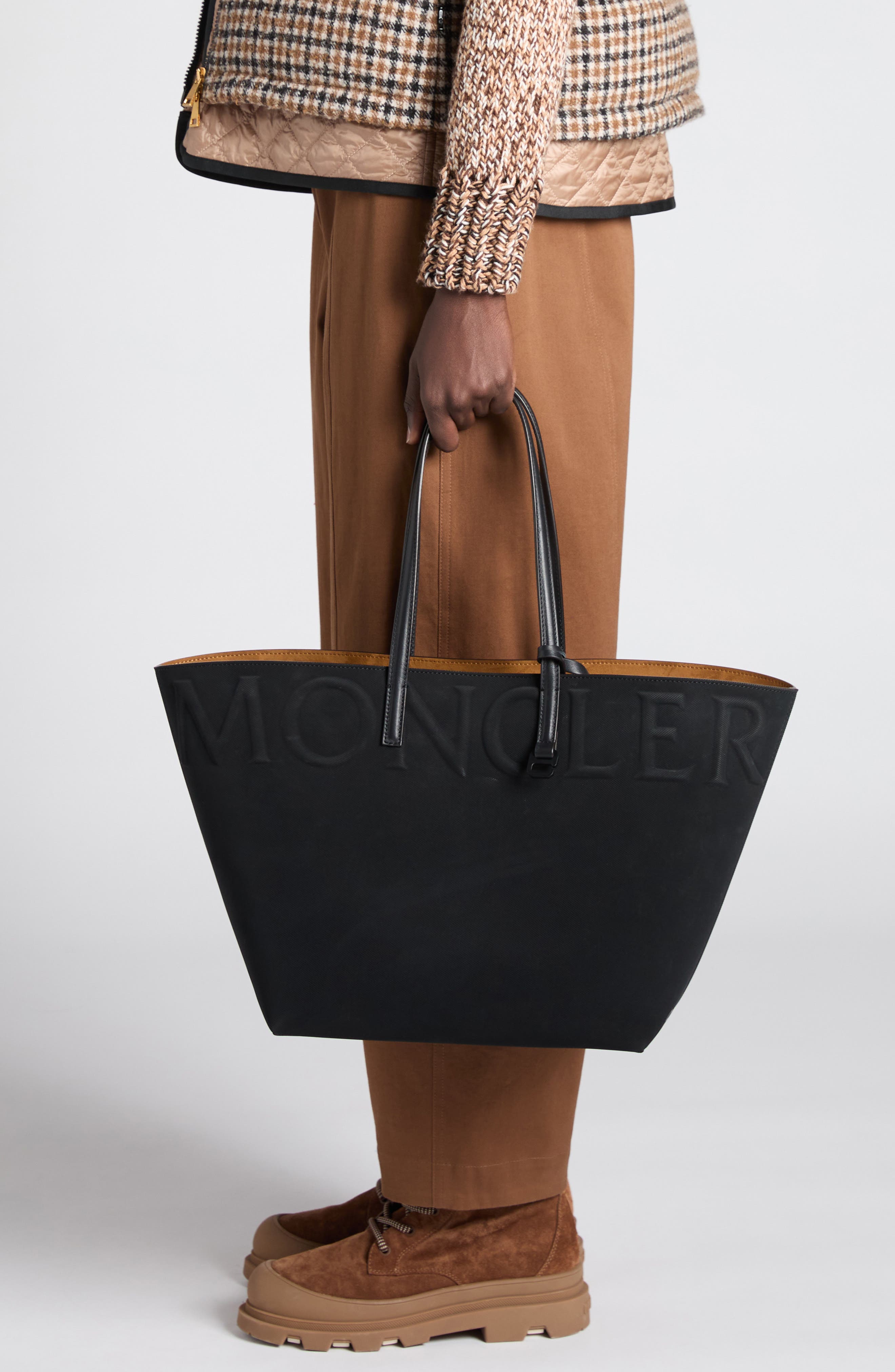 Moncler Small Very Twill Tote, Alternate, color, Black