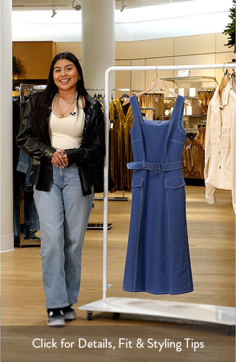 Sleeveless Belted Denim Midi Dress, sales video thumbnail