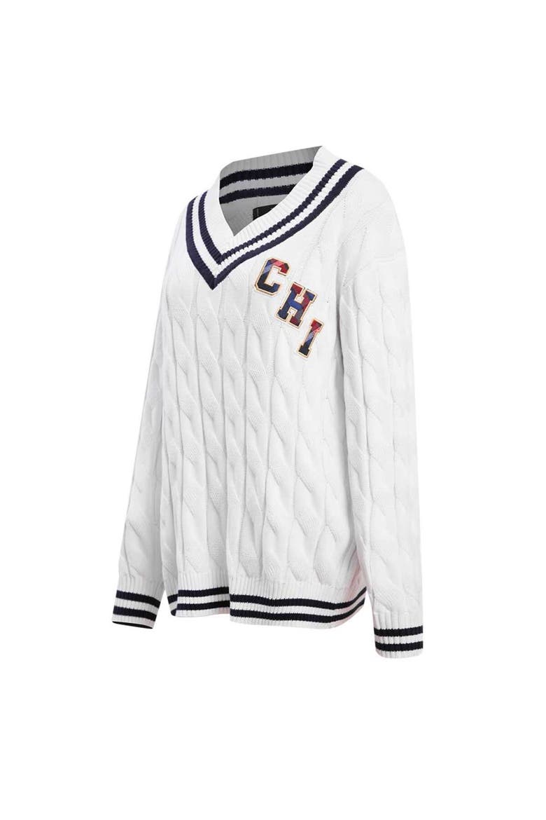 Women's Pro Standard  White Chicago Bears Prep V-Neck Pullover Sweater, Alternate, color, White
