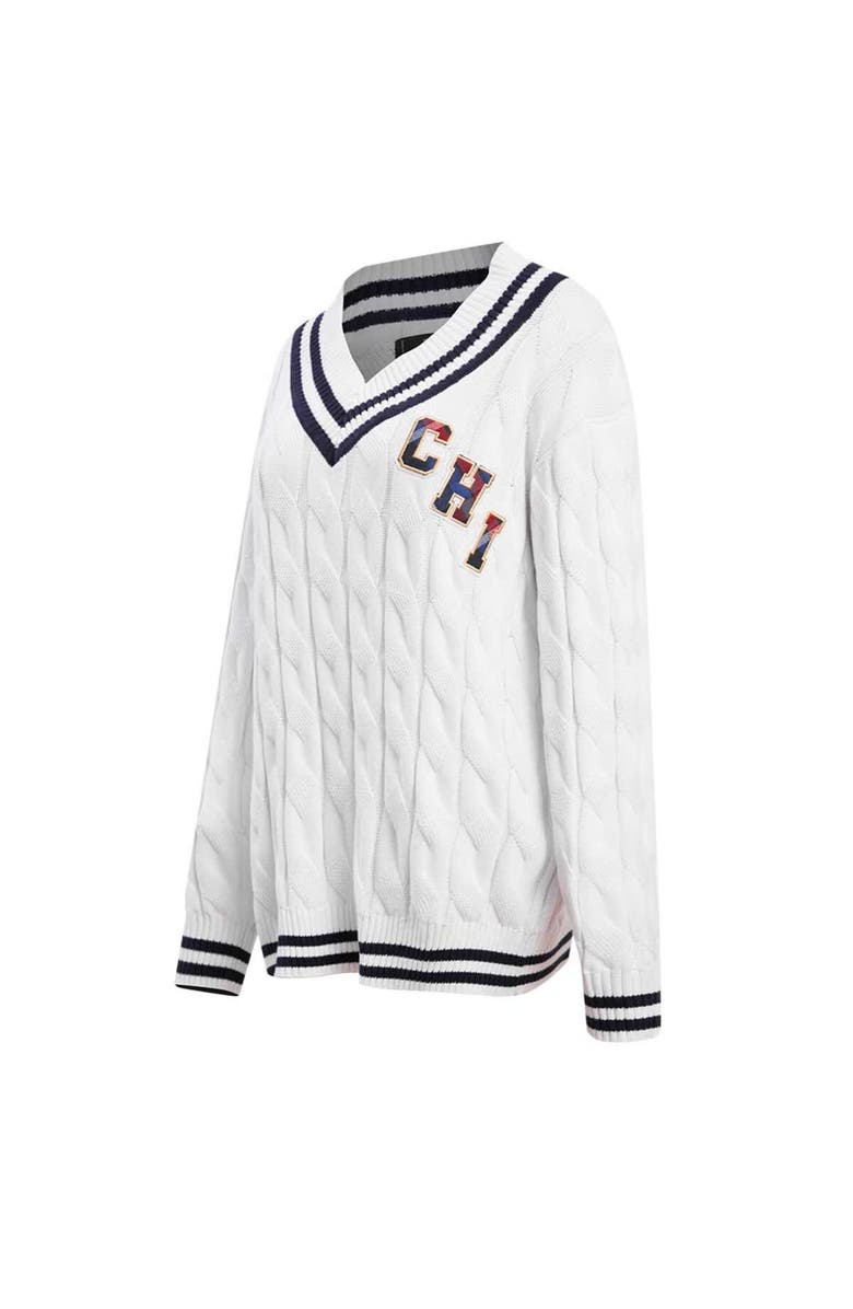 PRO STANDARD Women's Pro Standard  White Chicago Bears Prep V-Neck Pullover Sweater, Alternate, color, 