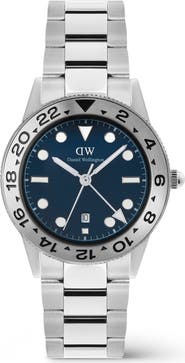 Daniel Wellington Iconic Brushed Bezel GMT Bracelet Watch, 40mm
