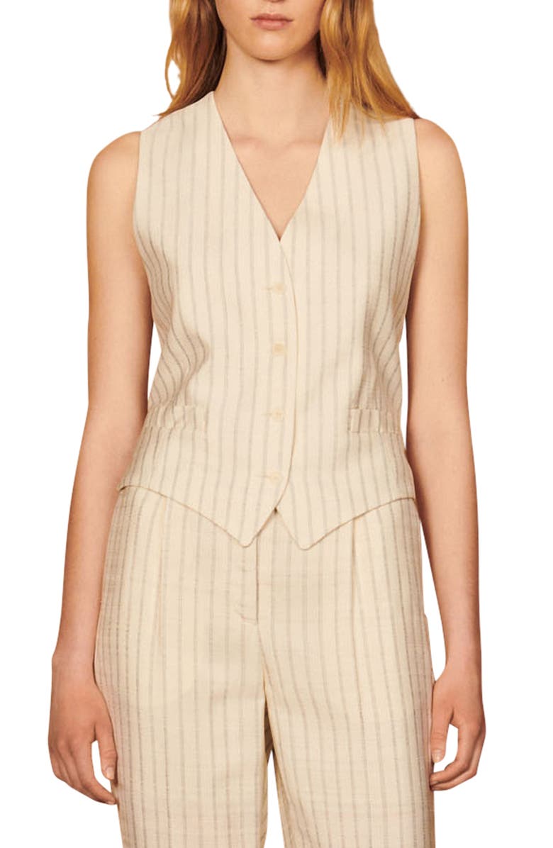 SANDRO Turner Stripe Vest, Main, color,