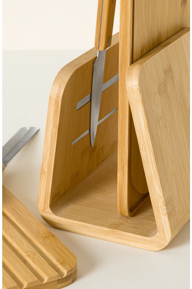 Space-Saving Knife & Cutting Board Set, Alternate, color, Natural