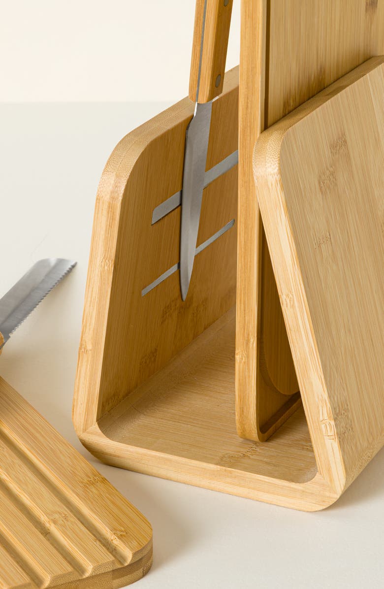 Uncommon Goods Space-Saving Knife & Cutting Board Set, Alternate, color, Natural